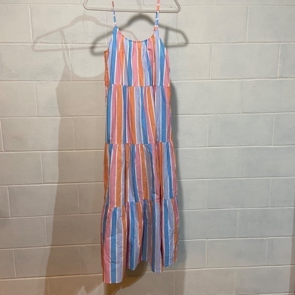 SOLUDOS ~ 100% Cotton Pastel Maxi Dress - Violet Dress is Maldive Stripe - Picture 5 of 9